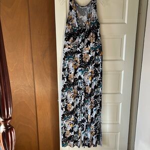 G by Giuliana Black and Blue Sleeveless Halter Jumpsuit